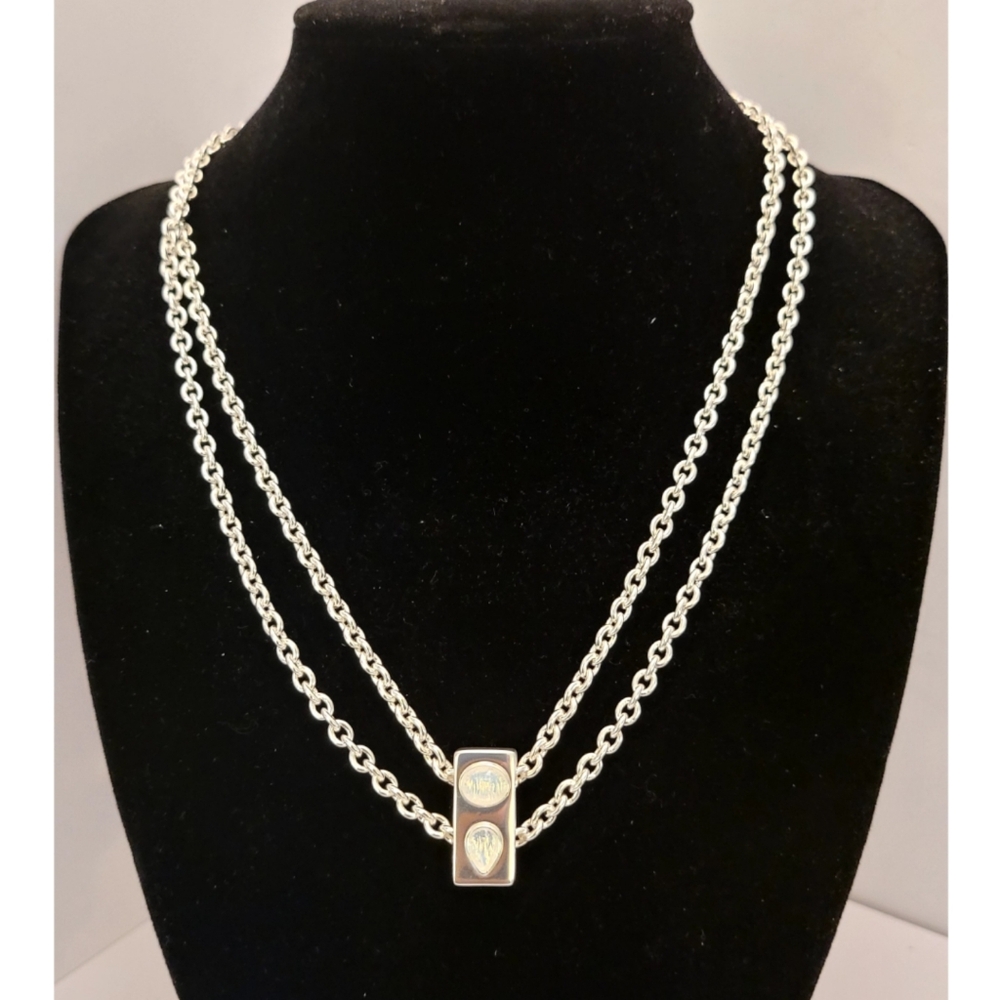 Madewell Stone Collection Semiprecious Opal Double Slivetone Chain Necklace Nwt 38$